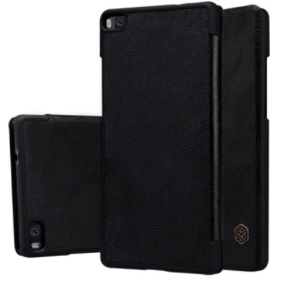 Greznais „Nillkin“ Qin sērijas ādas atvērams melns Huawei P8 maciņš / Vacins.lv