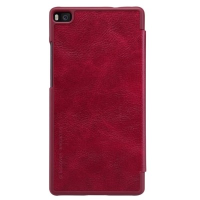 Prabangus „Nillkin“ Qin serijos raudonas odinis atverčiamas Huawei P8 dėklas / Priedai.lt