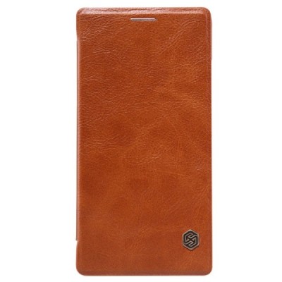 Prabangus „Nillkin“ Qin serijos rudas odinis atverčiamas Huawei P8 dėklas / Priedai.lt