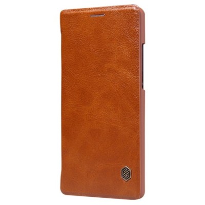 Prabangus „Nillkin“ Qin serijos rudas odinis atverčiamas Huawei P8 dėklas / Priedai.lt