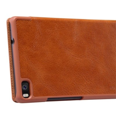 Prabangus „Nillkin“ Qin serijos rudas odinis atverčiamas Huawei P8 dėklas / Priedai.lt