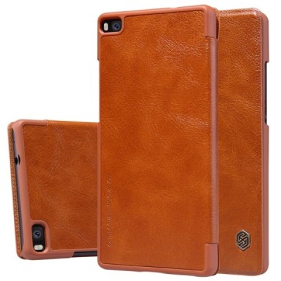 Prabangus „Nillkin“ Qin serijos rudas odinis atverčiamas Huawei P8 dėklas / Priedai.lt