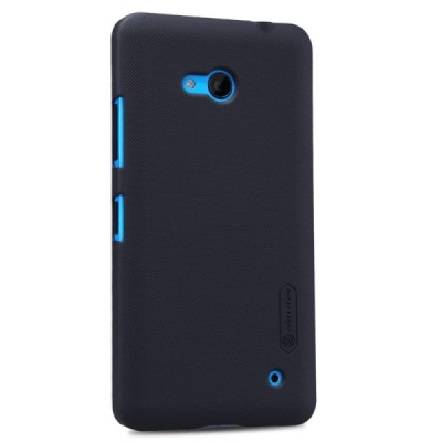 Microsoft Lumia 640 Nillkin Frosted Shield melns plastmasas apvalks + ekrāna aizsargplēve / Vacins.lv