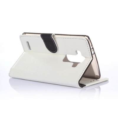 LG G4 (H815) atverčiamas baltas odinis dėklas - piniginė / Priedai.lt