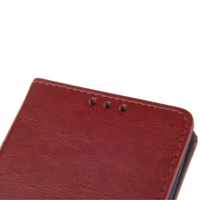 LG G4 (H815) atverčiamas rudas odinis dėklas - piniginė / Priedai.lt