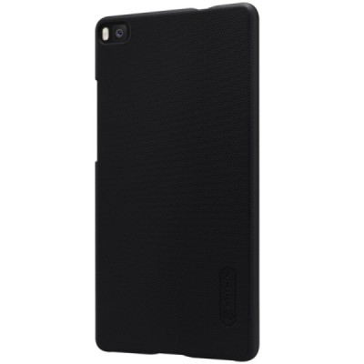 Huawei P8 Nillkin Frosted Shield melns plastmasas apvalks + ekrāna aizsargplēve / Vacins.lv