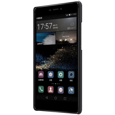 Huawei P8 Nillkin Frosted Shield melns plastmasas apvalks + ekrāna aizsargplēve / Vacins.lv