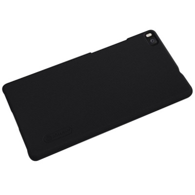 Huawei P8 Nillkin Frosted Shield melns plastmasas apvalks + ekrāna aizsargplēve / Vacins.lv