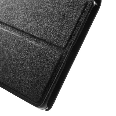 Huawei P8 melns atvēramais Smart Window ādas maciņš / Vacins.lv