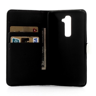 LG G2 atvēramais balts ādas Lychee futrālis - maciņš / Vacins.lv