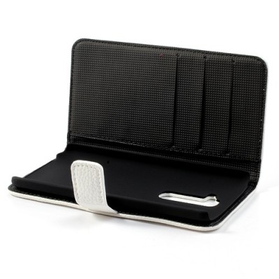 LG G2 atvēramais balts ādas Lychee futrālis - maciņš / Vacins.lv