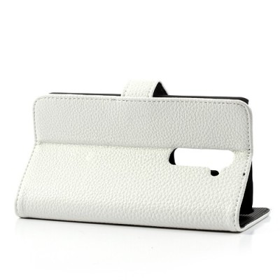 LG G2 atvēramais balts ādas Lychee futrālis - maciņš / Vacins.lv