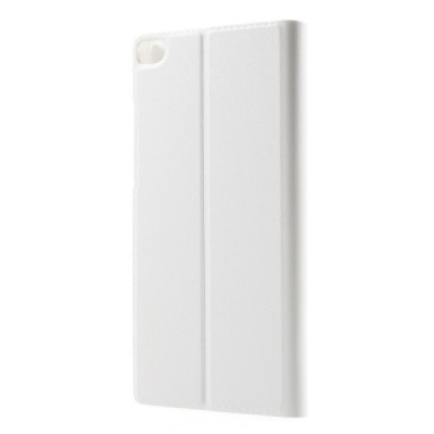 Huawei P8 baltas odinis atverčiamas „Smart Window“ dėklas su langeliu / Priedai.lt