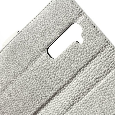 LG G2 atvēramais balts ādas Lychee futrālis - maciņš / Vacins.lv