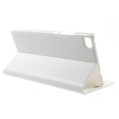 Huawei P8 baltas odinis atverčiamas „Smart Window“ dėklas su langeliu / Priedai.lt