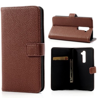 LG G2 atvēramais brūns ādas Lychee futrālis - maciņš / Vacins.lv