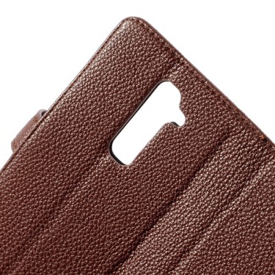 LG G2 atvēramais brūns ādas Lychee futrālis - maciņš / Vacins.lv