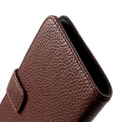 LG G2 atvēramais brūns ādas Lychee futrālis - maciņš / Vacins.lv