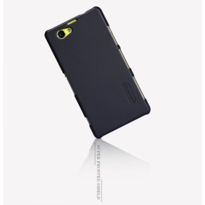 Sony Xperia Z1 Compact Nillkin Frosted Shield juodas plastikinis dėklas + apsauginė ekrano plėvelė / Priedai.lt