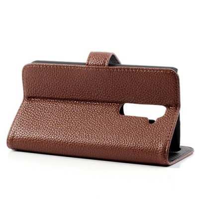 LG G2 atvēramais brūns ādas Lychee futrālis - maciņš / Vacins.lv