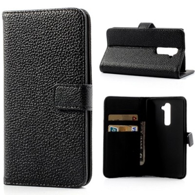 LG G2 atvēramais melns ādas Lychee futrālis - maciņš / Vacins.lv