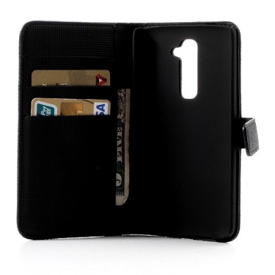 LG G2 atvēramais melns ādas Lychee futrālis - maciņš / Vacins.lv