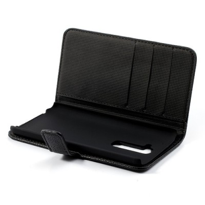 LG G2 atvēramais melns ādas Lychee futrālis - maciņš / Vacins.lv