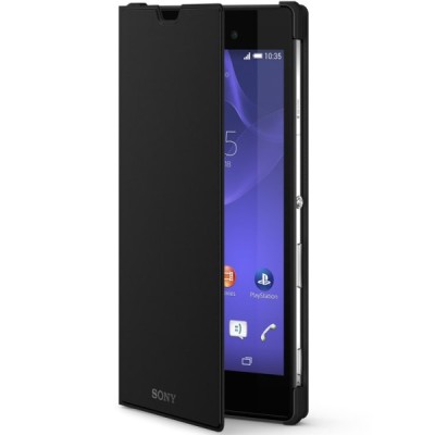 Oficiāls Sony Xperia T3 Style Cover Stand melns atvērams maciņš SCR16 / Vacins.lv