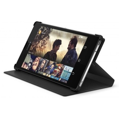 Oficiāls Sony Xperia T3 Style Cover Stand melns atvērams maciņš SCR16 / Vacins.lv