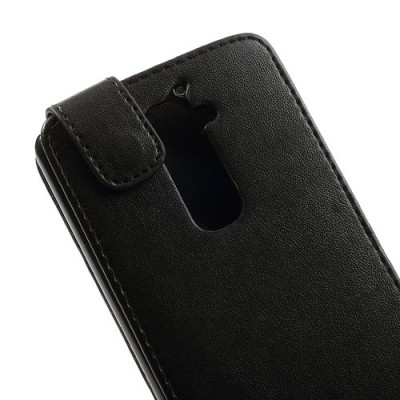 LG G2 klasisks ādas vertikāli atvēramais melns futrālis / Vacins.lv