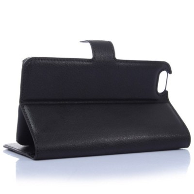 Huawei Honor 4X atverčiamas juodas odinis Litchi dėklas - piniginė / Priedai.lt