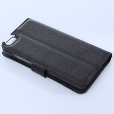 Huawei Honor 4X atverčiamas juodas odinis Litchi dėklas - piniginė / Priedai.lt