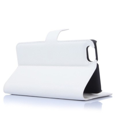 Huawei Honor 4X atvēramais balts ādas Litchi maciņš - maks / Vacins.lv