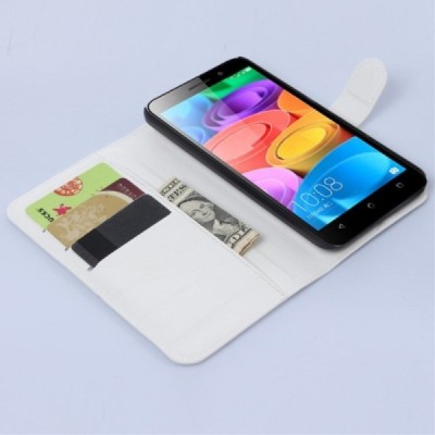 Huawei Honor 4X atvēramais balts ādas Litchi maciņš - maks / Vacins.lv