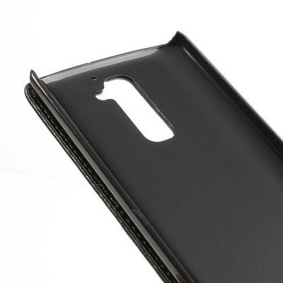 LG G2 klasisks ādas vertikāli atvēramais melns futrālis / Vacins.lv