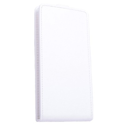Huawei P8 (Ascend) klasikinis vertikaliai atverčiamas baltas odinis dėklas / Priedai.lt