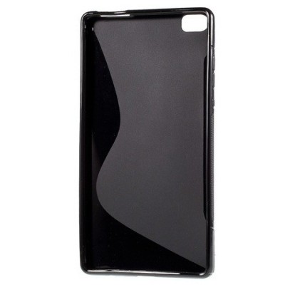 Huawei P8 cieta silikona (TPU) melns apvalks / vacins.lv