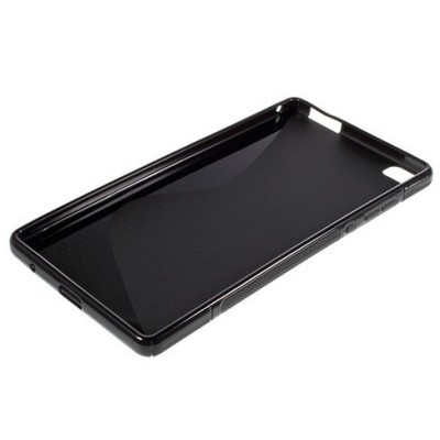 Huawei P8 cieta silikona (TPU) melns apvalks / vacins.lv