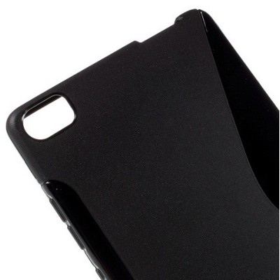 Huawei P8 cieta silikona (TPU) melns apvalks / vacins.lv