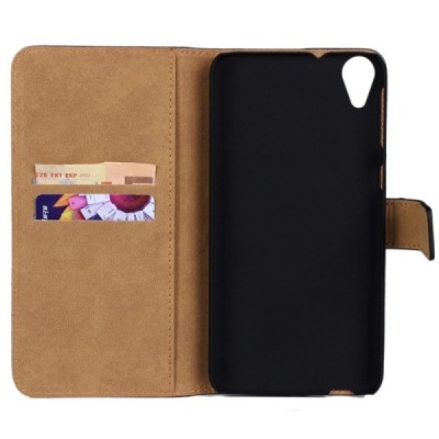 HTC Desire 820 atvēramais ādas melns maciņš (maks) / Vacins.lv