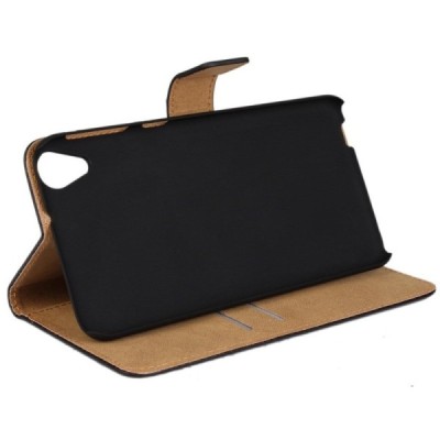 HTC Desire 820 atvēramais ādas melns maciņš (maks) / Vacins.lv