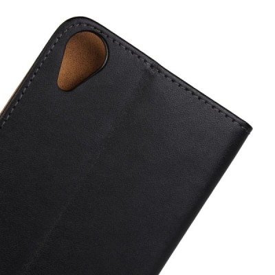 HTC Desire 820 atvēramais ādas melns maciņš (maks) / Vacins.lv