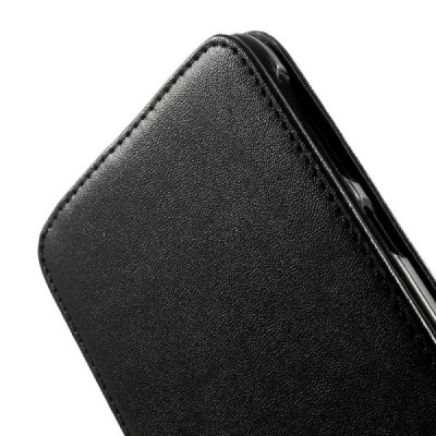 HTC Desire 820 klasisks ādas vertikāli atvēramais melns maciņš / Vacins.lv