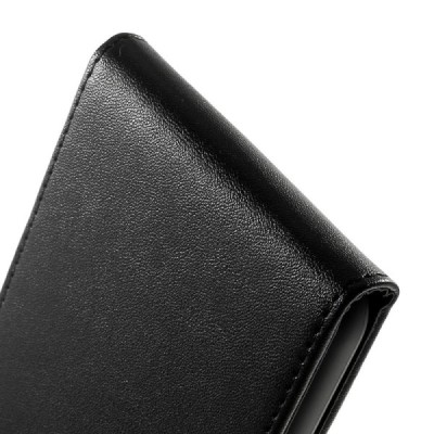 HTC Desire 820 klasisks ādas vertikāli atvēramais melns maciņš / Vacins.lv
