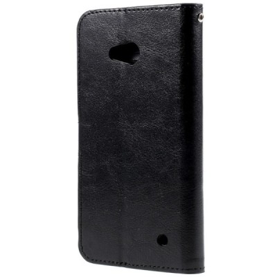 Microsoft Lumia 640 atvēramais ādas melns maciņš (maks) / Vacins.lv