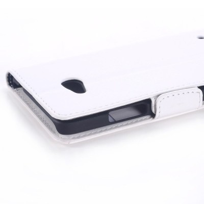 Microsoft Lumia 640 atvēramais ādas balts maciņš (maks) / Vacins.lv