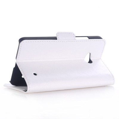 Microsoft Lumia 640 atvēramais ādas balts maciņš (maks) / Vacins.lv