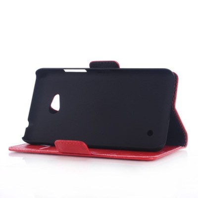 Microsoft Lumia 640 atvēramais ādas sarkans maciņš (maks) / Vacins.lv