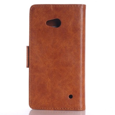 Microsoft Lumia 640 atvēramais ādas brūns maciņš (maks) / Vacins.lv