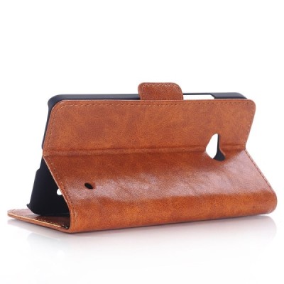 Microsoft Lumia 640 atvēramais ādas brūns maciņš (maks) / Vacins.lv